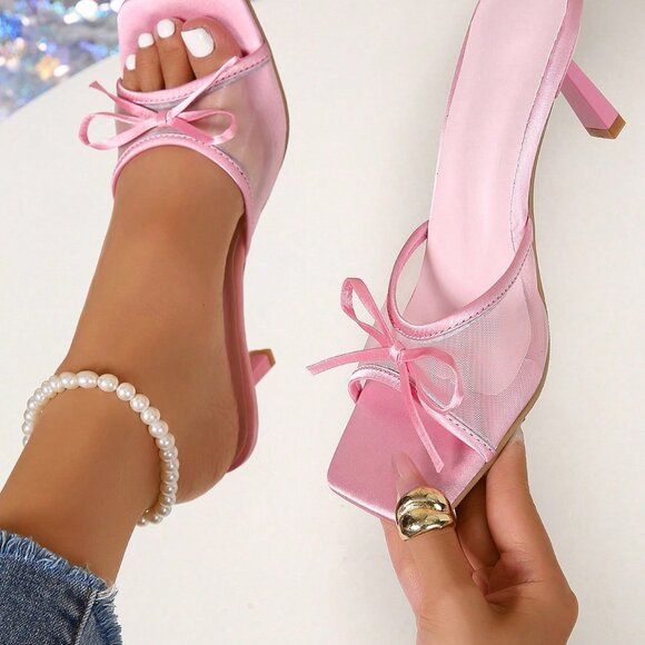 Pink Casual Minimalist Stiletto Women's Sandals - Picture 1 of 8